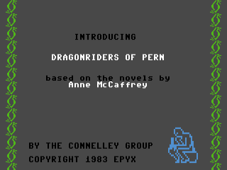 Dragonriders of Pern title screen for Commodore 64